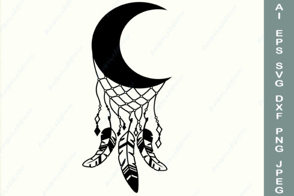 Download Crescent Moon and Feather Mandala - Feather mandala Collection