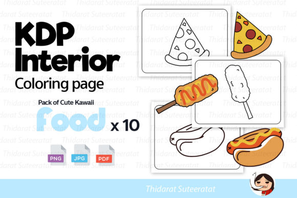 Download KDP Coloring Page : Cute Kawaii Foodx10 - Kdp coloring page Collection